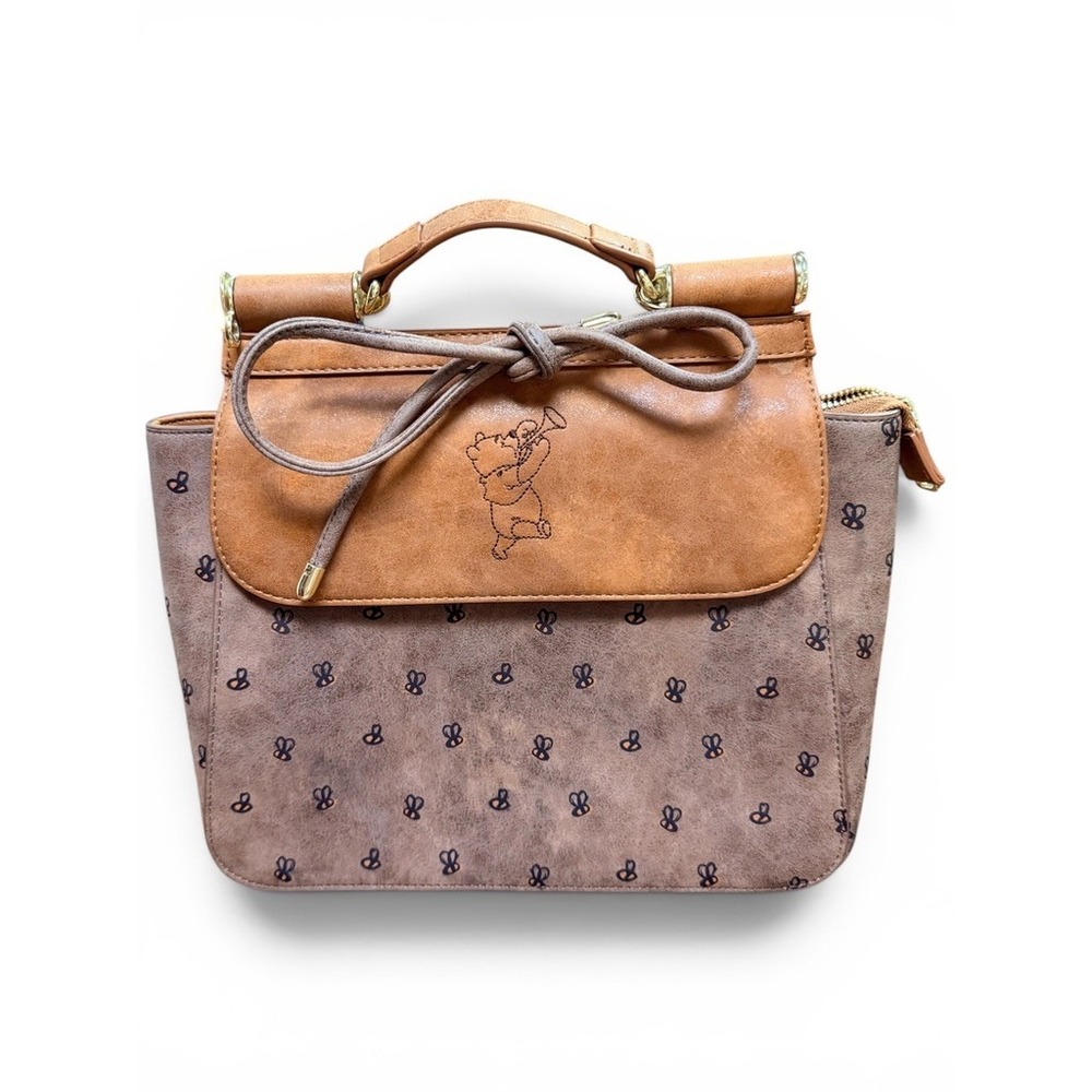 Disney Loungefly Winnie the Pooh Bee Crossbody Brown Embroidered Top Handle Bag